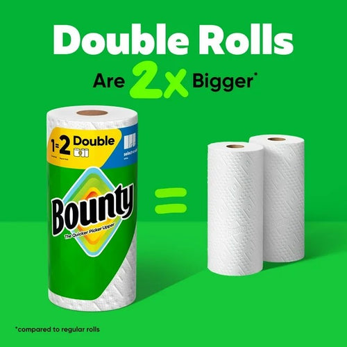 Bounty Paper Towels 8 Double Rolls = 16 Regular Rolls