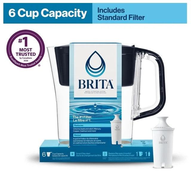 Brita® Small 6 Cup Denali Water Filter Pitcher with 1 Standard Filter, BPA Free