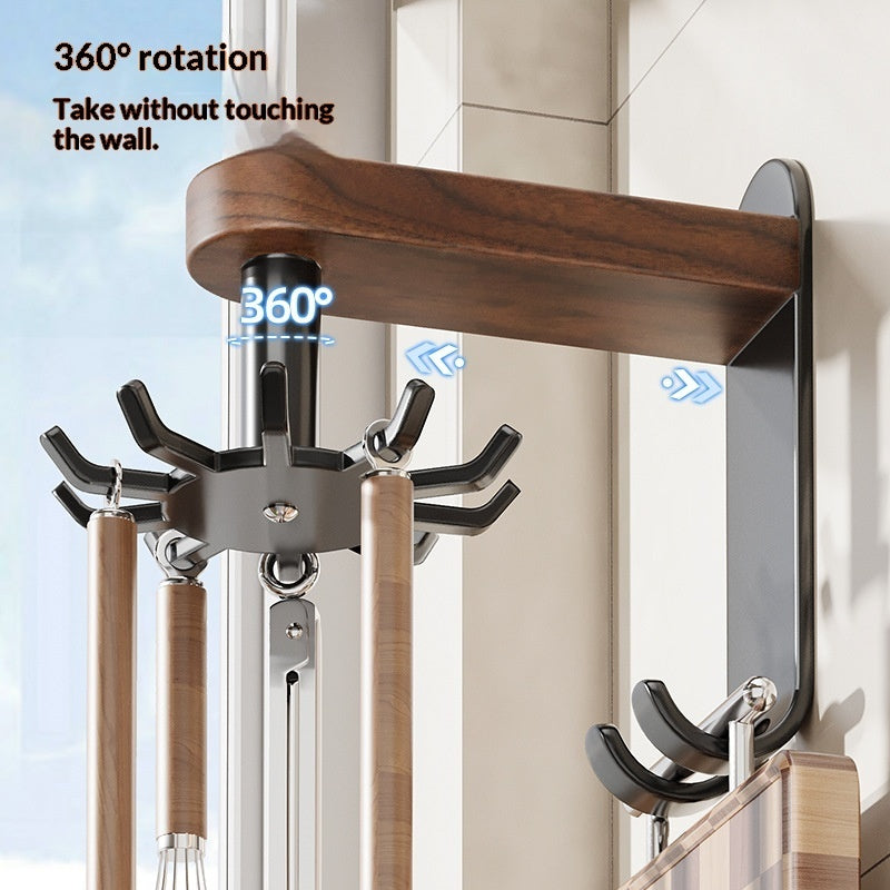 Household Kitchen Walnut Wood Swivel Hooks