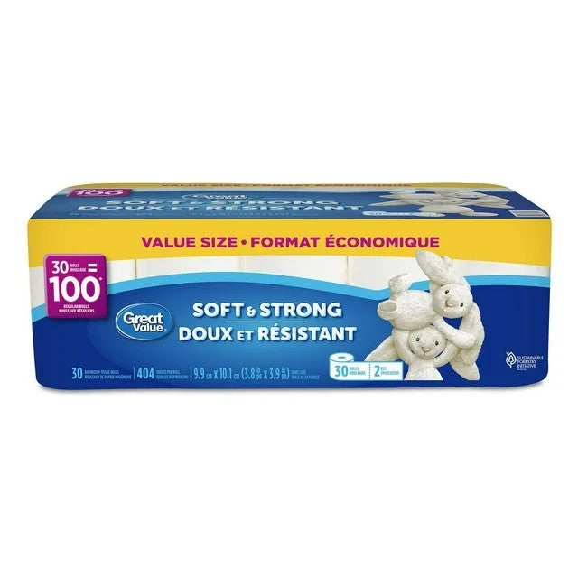 Great Value Toilet Paper 30 Mega Rolls = 100 Regular Rolls