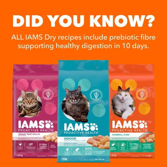IAMS PROACTIVE HEALTH Adult Indoor Weight & Hairball Care Dry Cat Food Chicken & Turkey 3.2kg
