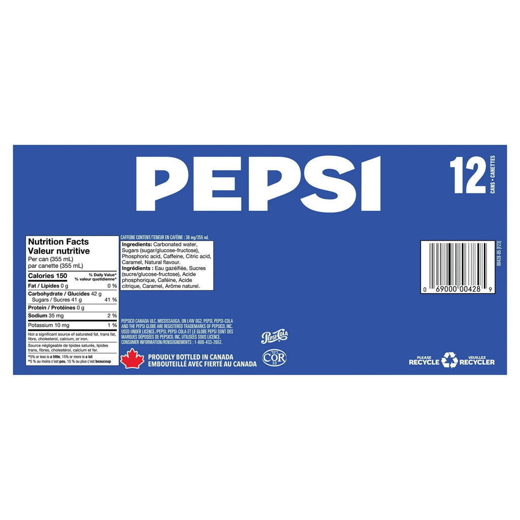 Pepsi Cola 355ml Cans, Pack of 12