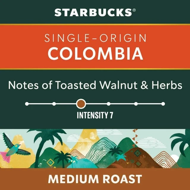 Starbucks Single Origin Colombia Medium Roast Nespresso Vertuo Capsules, 8 Capsules
