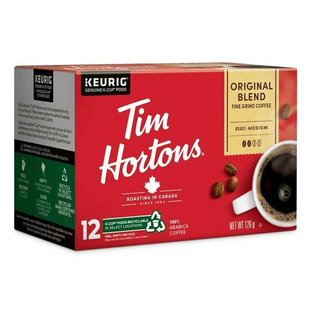 Tim Hortons Original Blend Medium Roast K-Cup Coffee Pods, 12 Pods